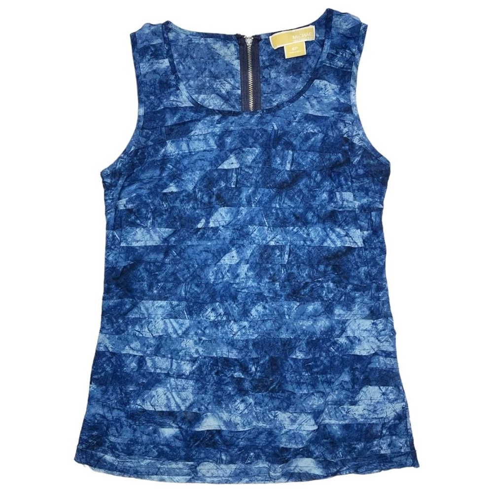 Michael Kors Y2K Layered Blue Print Tiered Tank /Blouse Top Sleeveless Size 6
